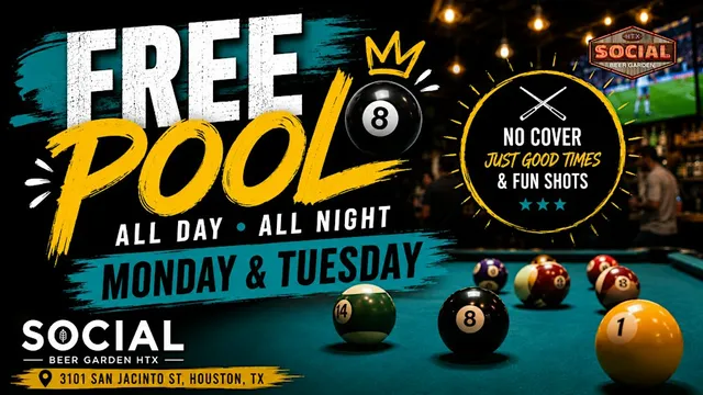 Free Pool EVERY MONDAY and TUESDAY