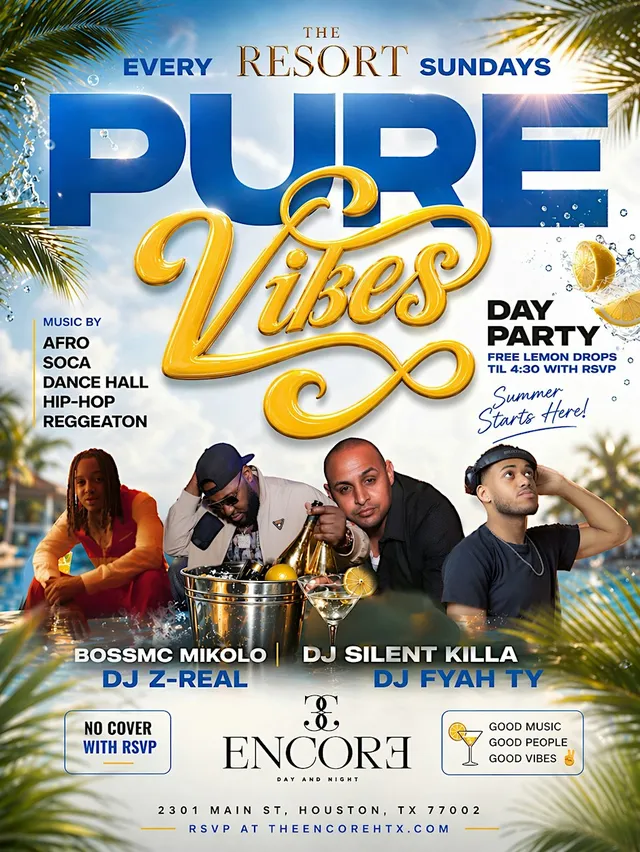 Pure Vibes Brunch N Day Party on Sundays at the Encore