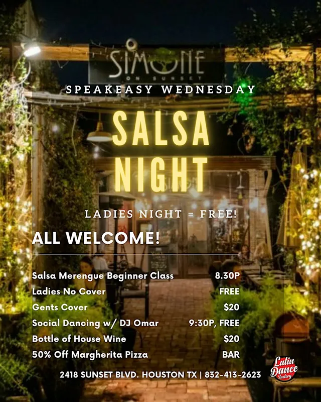 FREE* Speakeasy Salsa Night at Simone | Every Wednesday in Houston 10/21